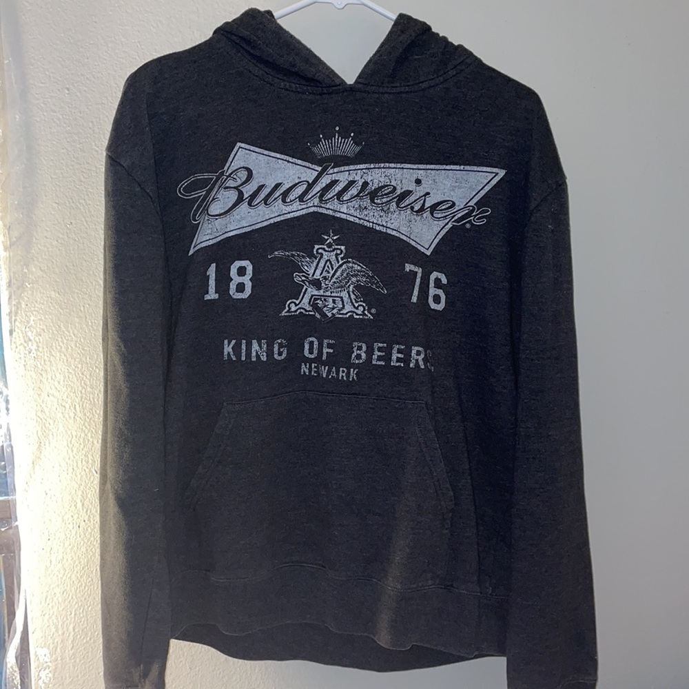 Large grey Budweiser hoodie sweater